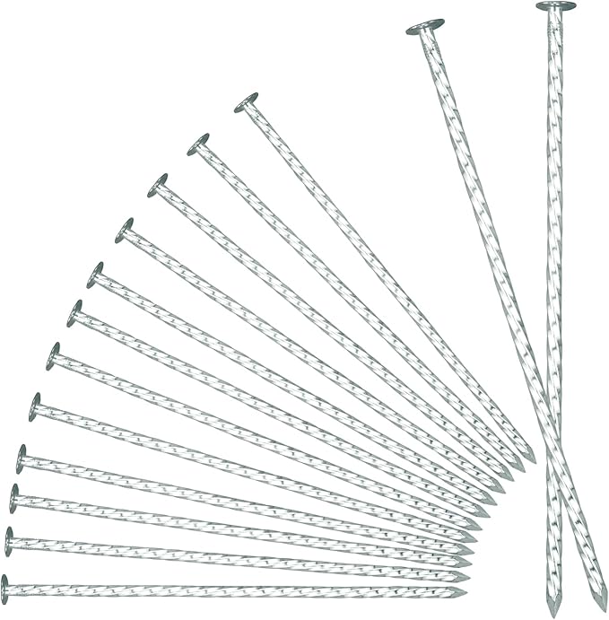 8" Heavy Duty Spiral Landscape Spikes - Solid Galvanized Metal Garden Stakes for Fixing Paver Edging, Weed Barriers, Artificial Turf, Tent and More (100 Pack)