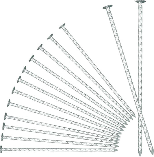 8" Heavy Duty Spiral Landscape Spikes - Solid Galvanized Metal Garden Stakes for Fixing Paver Edging, Weed Barriers, Artificial Turf, Tent and More (100 Pack)