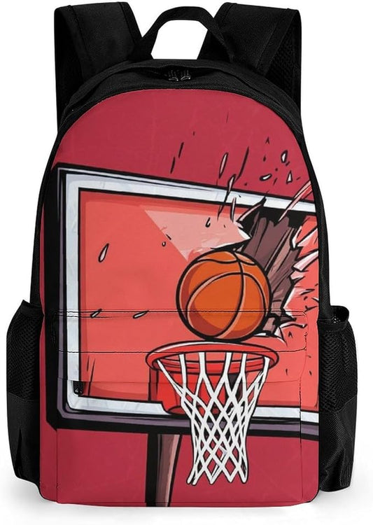 Supdreamc Rucksack Multipurpose Anti-Theft Big Capacity Shoulder Bag, Basketball Rack Red Travel Hiking Camping Rucksack With Side Pockets