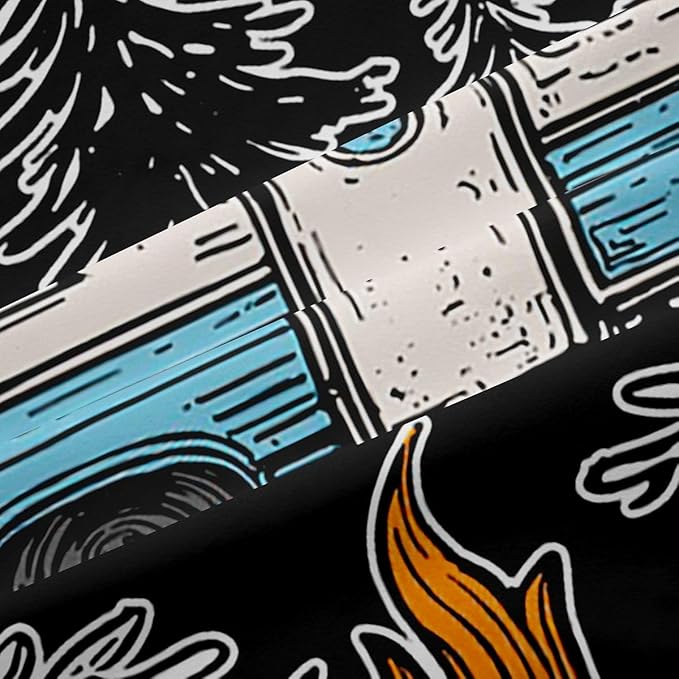 Feelyou Black Camping Camper Rv Curtains for Bedroom Living Room Rustic Farmhouse Camper Blackout Shades Happy Camping Room Darkening Curtain Window Treatments, 2 Panels 42 x 63 Inch Decor