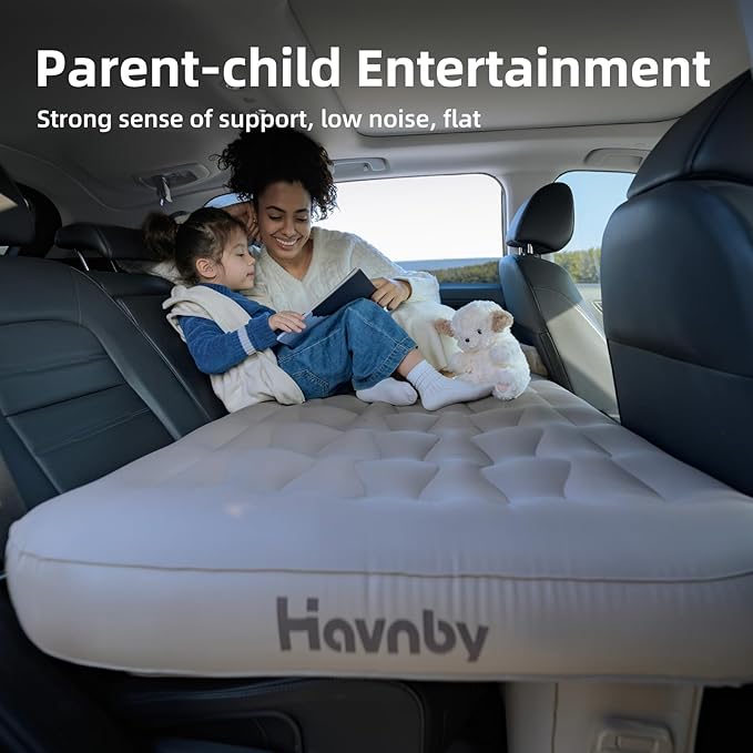 Inflatable Car Air Mattress for Back Seat Cozypad- Universal Fit SUV/Vehicle Bed Pad, TPU Material with Rechargeable Built-in Pump, Portable Camping & Travel Mattress