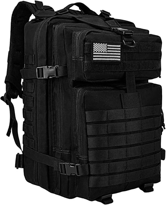WOLT Military Tactical Backpack for Men 45L Molle Backpack 3 Day Assault Pack Bug Out Bag, Heavy Duty Rucksack for Hiking Gym(Black)