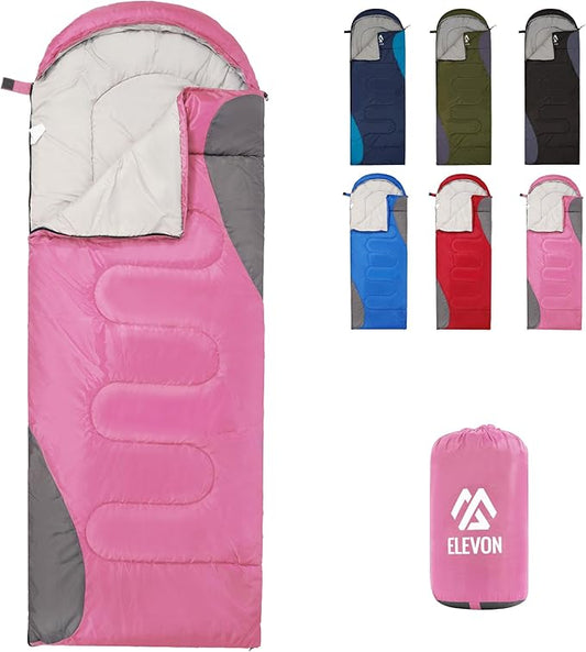 Elevon Double Sleeping Bag 2 Pillows for Adults, Queen Size XL Sleeping Bag Waterproof, Compact with Compression Sack, 2 Person Sleeping Bags Cold Warm Weather- 3 Seasons, Backpacking, Hiking, Travel