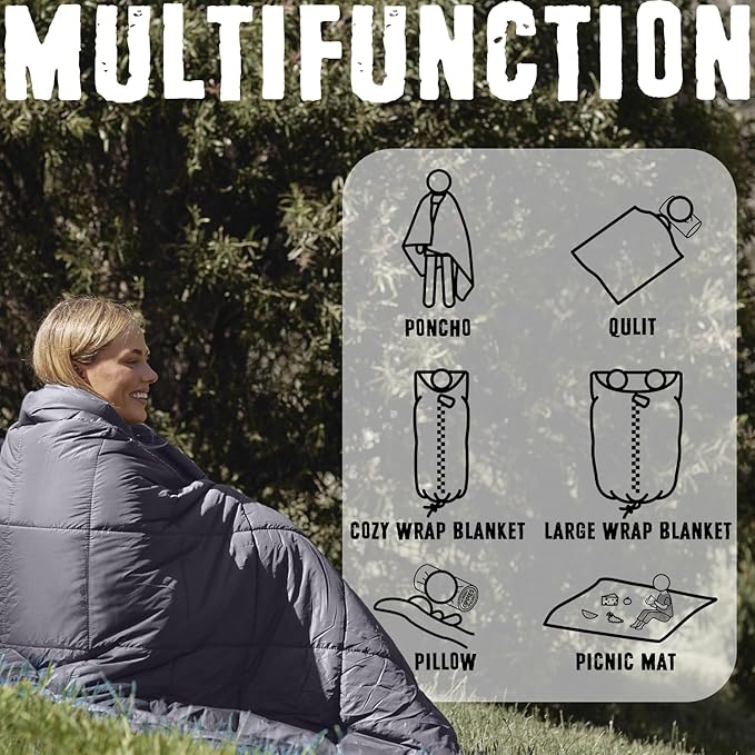 3M Thinsulate Insulation Puffy Camping Blanket for Cold Weather, Queen Size Warm Camping Quilt with Zipper, Waterproof Outdoor Sleeping Bag for Hammock, Cozy & Versatile Gift for Men and Women