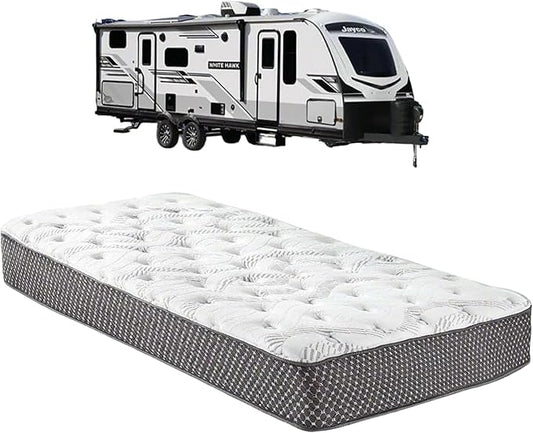 WanderRest Cool Hybrid 10” RV Mattress, Twin 38x75, Medium, Cooling Gel Memory Foam & Pocketed Coil Mattress for RV, Camper, or Travel Trailer, Made in USA