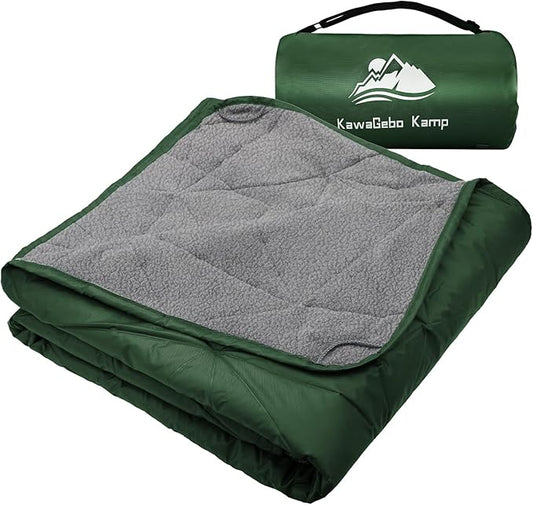 Outdoor Waterproof Blanket, Foldable Fleece Stadium Blanket for Outdoor Sports Event, Camping, Car, Pet, Picnics - Windproof, Wearable, Machine Washable 80" x 58" (Green)