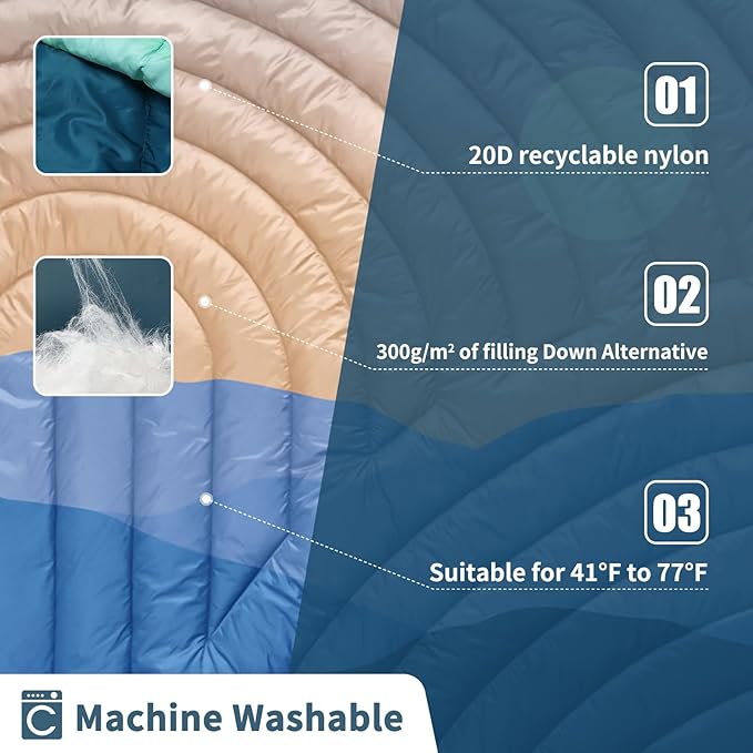 Camping Blanket,Puffy Printed Camping Blanket Lightweight Packable Outdoor Blanket for Camping,Traveling, Stadium, Hiking, Picnics