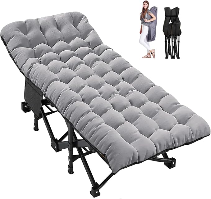 LILYPELLE Folding Camping Cot W/Mattress, 78" L x 32" W x 18" H Cot Bed, Heavy Duty Wide Camping Cot XXL for Adults, Portable Sleeping Cot Bed for Travel Camping/Office, Home Nap