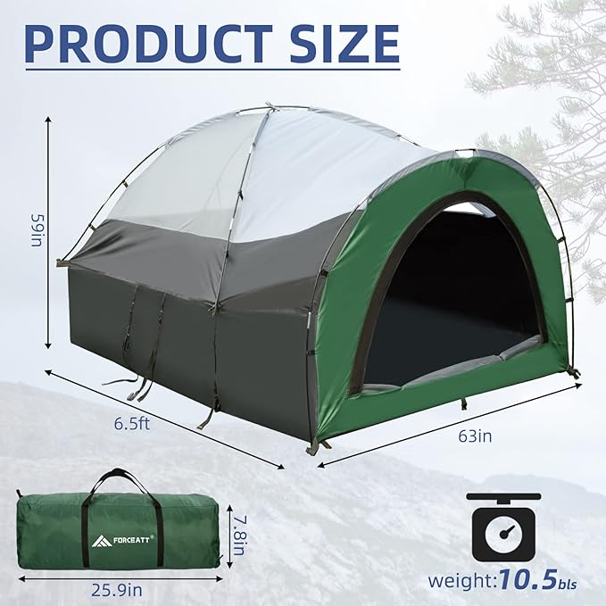 Forceatt Truck Bed Tent, Fits 5’-6.5’ , Waterproof PU2000mm Pickup 6.5 Foot Bed, Easy Setup 2 People Portable Truck Tents for Camping, Hiking, Fishing