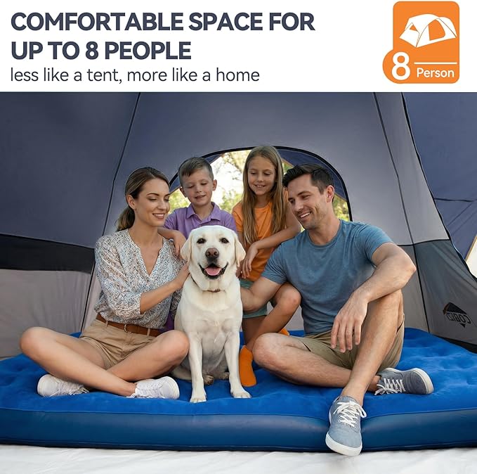 COBIZI 4-6-8-10 Person Camping Tent, Spacious Family Tents for Camping Ideal, Hiking, 3500mm Waterproof Double-Layer Windproof Tent for Hiking & Backpacking