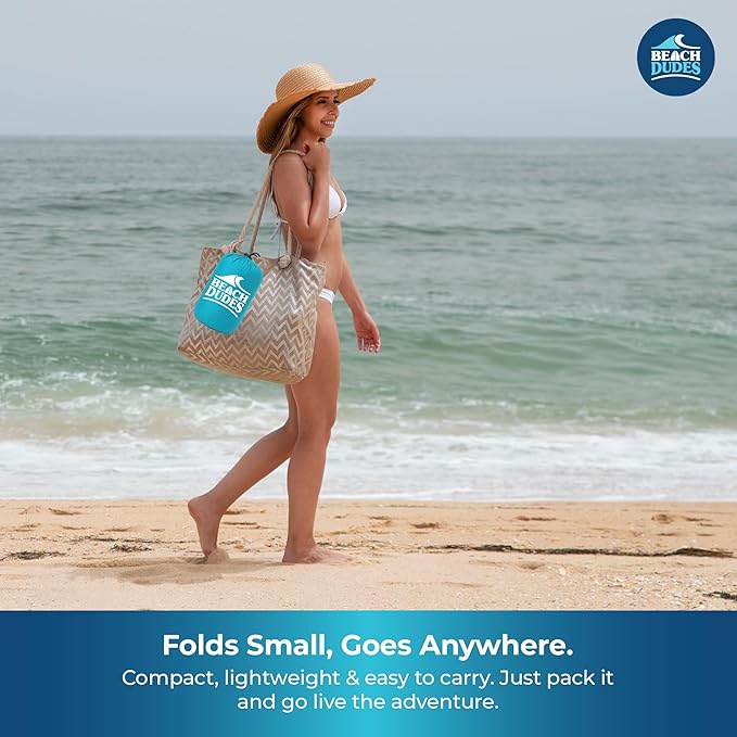 Sandproof Waterproof Beach Blanket Extra Large 108"x 84", Mat for Family, Quick Dry Ripstop Nylon Lightweight, Compact for Travel, Picnic, Camping w/ 4 Anchor Stakes and Carry Bag