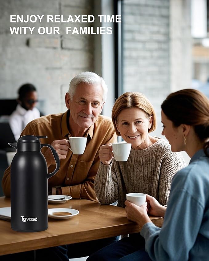 Large and Heavy Thermal Coffee Carafe 102 oz,Fullness Water is 7.3 LB, Insulated Carafe for Hot Liquids, Coffee Carafes For Keeping Hot for Parties -Tea Dispenser Flask(black)