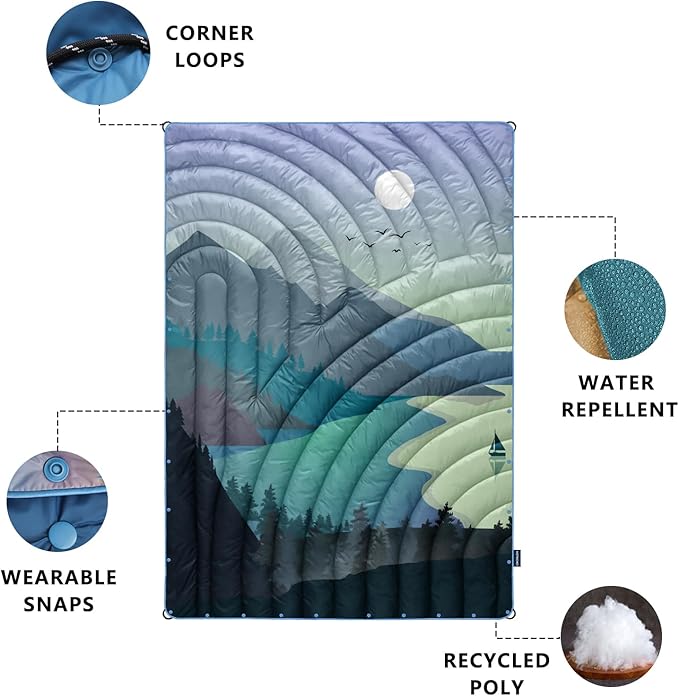 Camping Blanket,Lightweight Puffy Printed Camping Blanket Packable Outdoor Blanket for Camping,Traveling, Stadium, Hiking, Picnics