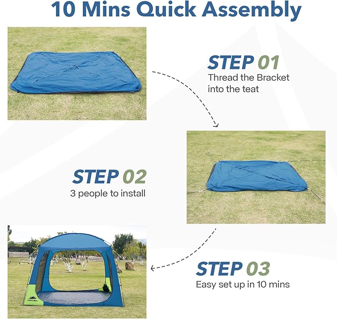 10 X 10ft Screen House Room for Camping, Screened Mesh Net Wall Canopy Tent, UPF 50+ Screen Tent with Floor for Patios Outdoor Camping Activities