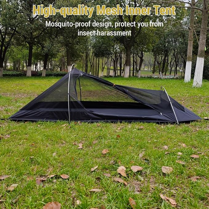 Backpacking Tent 1 Person Ultralight Aluminum Pole Stormproof Camping Tent Suitable for Four Seasons Single Person Tent,Best one Person Tent, Special floor cloth, Green