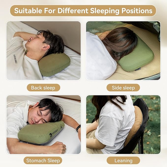 HIKEMAN Camping Memory Foam Pillow - Ultralight Travel Backpacking Ergonomic Pillow with Removable Cover,Neck Lumbar Support for Outdoor Camp,Sport,Hiking,Backpacking Sleep (Purple)