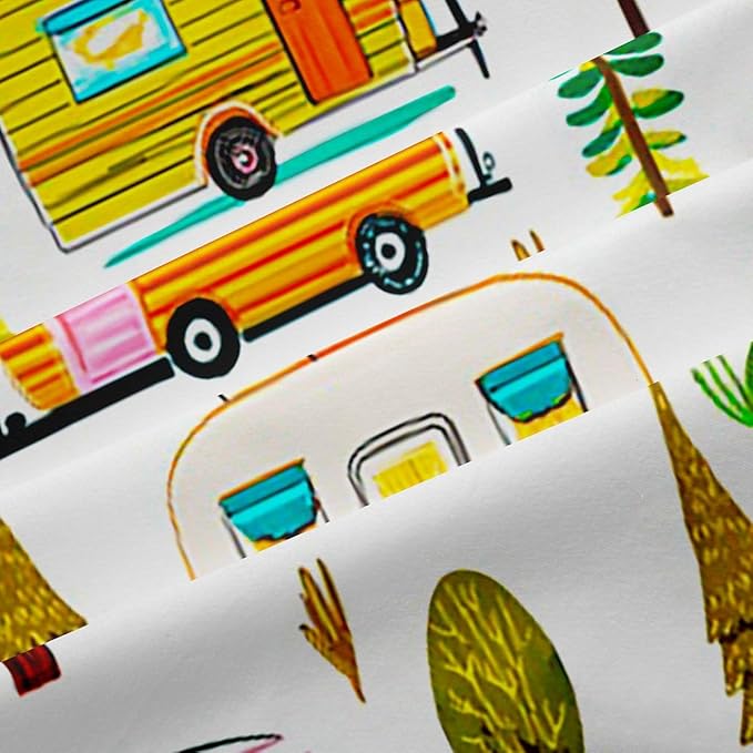 Feelyou Vintage Camper Curtains for Bedroom Living Room RV Travel Trailer Blackout Shades Camping Theme Room Darkening Curtain Window Treatments, 2 Panels 42 x 90 Inch Decor