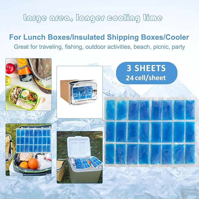 2 Large Ice Blanket Longer Cooling Durable Reusable Non Toxic and BPA Free Ice Sheet Freeze Ice Packs for Coolers Fishing Camping Keep Food BBQ Beverage Cooling delivery (14.76"x10.43" 2 Pack)
