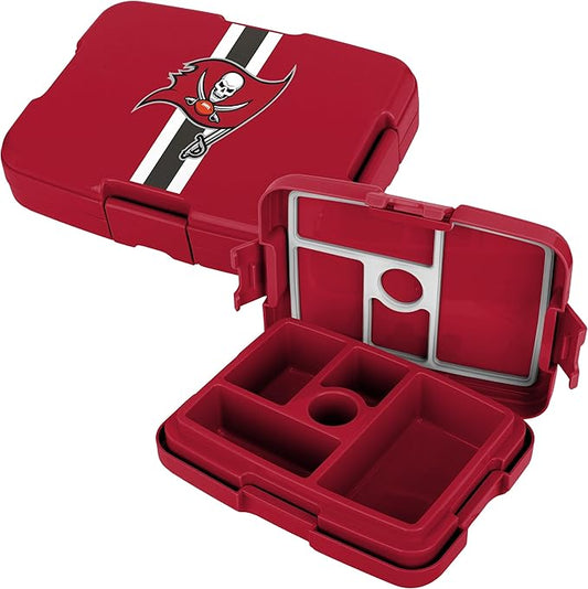 FOCO NFL Unisex-Adult Officially Licensed Team Color Stripe Primary Logo Football Leak Proof 5 Compartment Bento Lunch Box - Tampa Bay Buccaneers