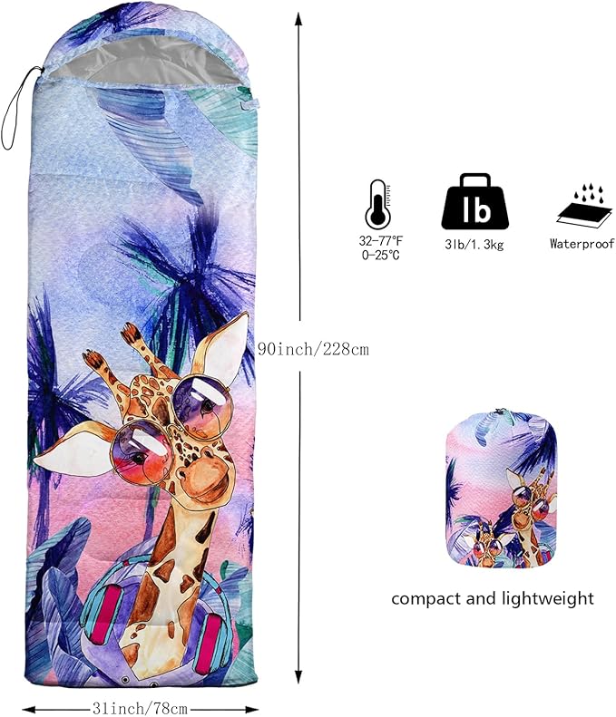 Sleeping Bags for Adults and Kids Camping Sleeping Bags for Girls and Boys Lightweight Waterproof Cold/Warm 3-Season Outdoor Travel with Compression Bags