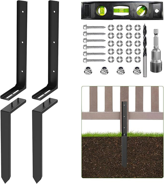 2-Pack Fence Post Repair Kit, 33.5" Heavy Duty Adjustable Thickened Metal Fence Post Anchor with Anti-Rust Coating for Repairing Tilted and Broken Wooden Post