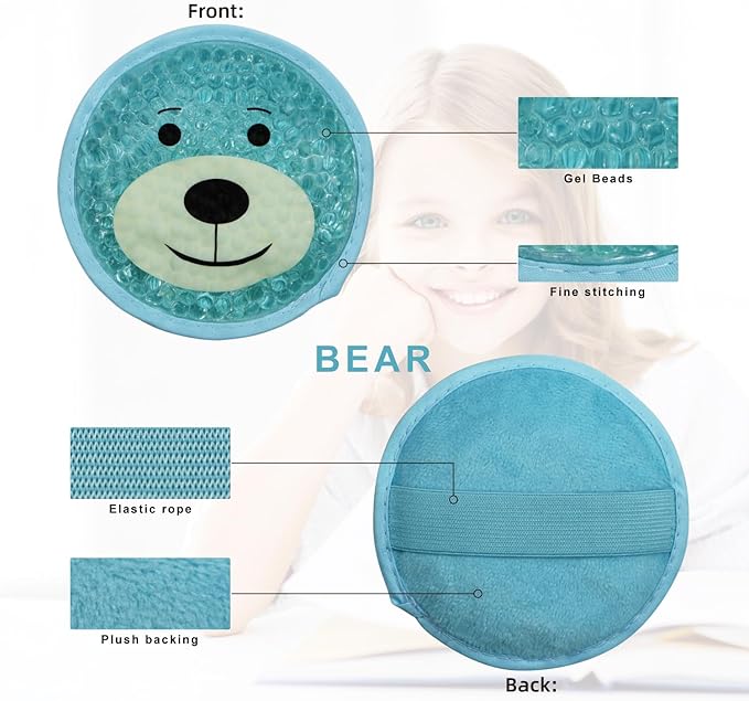 Large Kids Boo Boo Ice Pack,2 Packs Cute Heat Cold Gel Beads Packs for Kid's Fever,Pain Relief,Wisdom Teeth,First Aid and Neck, Head, Arms, Legs Injuries.