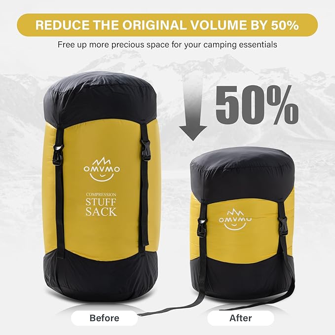 Compression Sack, 12L/19L/32L/46L/53L Water-Resistant Sleeping Bag Stuff Sack,Anti-Tear Ultra Light 400T 20D Nylon Storage Bag,Space Saving Gear for Camping Hiking Travel 1Pcs
