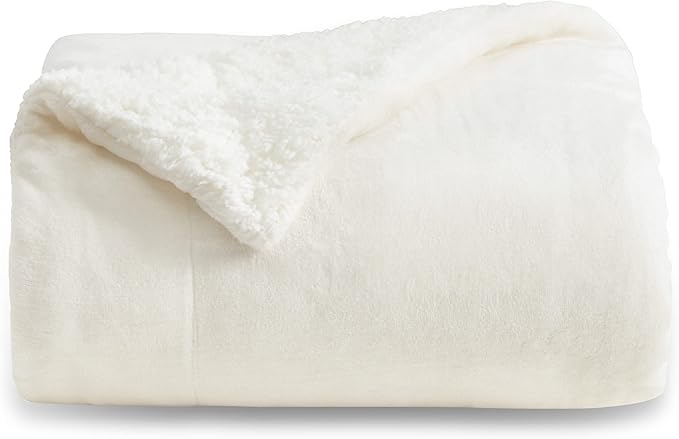 Bedsure GentleSoft Sherpa Fleece Throw Blanket for Couch - Thick and Warm, Soft Fuzzy Plush Throw Blanket for Winter, Cream, 50x60 Inches