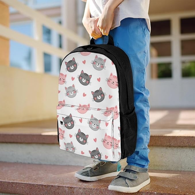 Sturdy College Bookbag Love Cats Travel Hiking and Camping with Large Capacity Backpack for Men Women