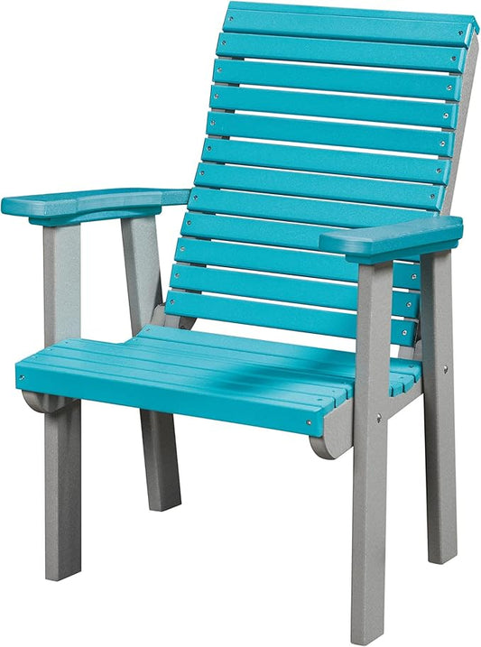 DutchCrafters Modern Horizontal Slat High Back Poly Outdoor Patio Chair (Light Gray and Aruba Blue)