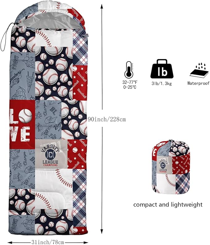 Kids Sleeping Bag for Boys Girls,Bohemian Cowboy Print-Lightweight Warm Portable Outdoor Indoor-Waterproof Cold Weather Resistant Sleeping Bag for Camping Hiking