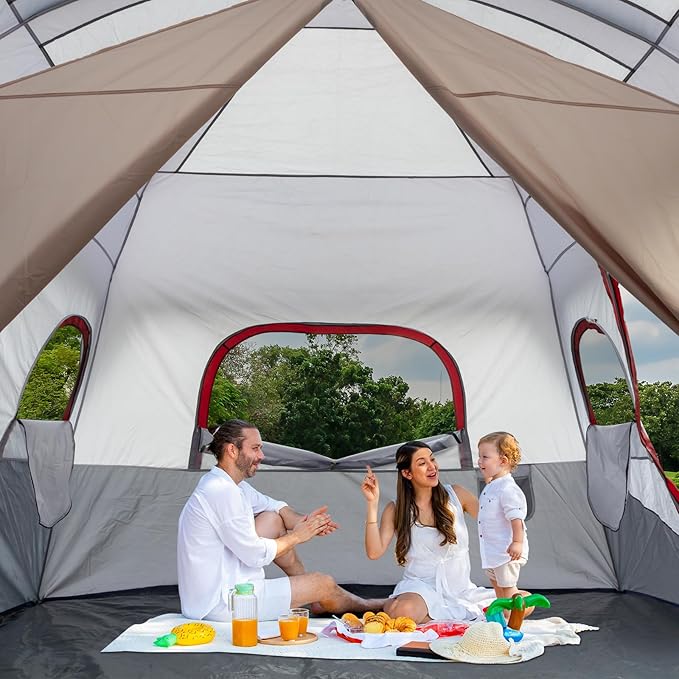 Outvita 8/10 Person Camping Tent, Large 2 Room Family Tent with Weatherproof Instant Cabin Shelter with Rainfly & Carry Bag for Backpacking Hiking Car Traveling…
