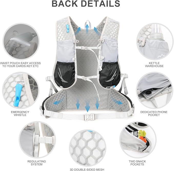 IX INOXTO Hydration Backpack, 18L Lightweight Hiking Backpack with 2L Water Bladder Daypack Women Men, Water Backpack Insulated Hydration Pack for Hiking, Running, Festival, Cycling