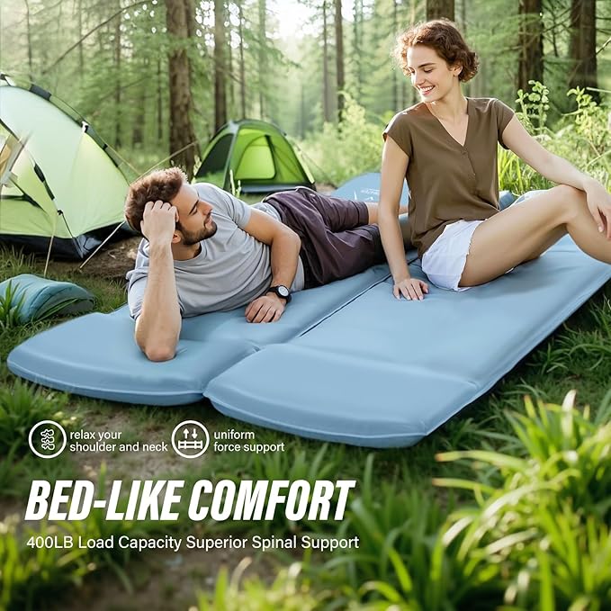 M KARMATER Self Inflatable Sleeping Pad, 3.1" Ultra-Thick Memory Foam Camping Pad，Fast Inflate & Deflate with Air Pump，Insulated Camping Mattress Pad for Car Travel Tent, Camping, All Season Use