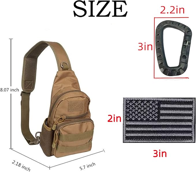 Armiya Men's Tactical Sling Bag, Small Shoulder Chest Molle Daypack Backpack for Cycling Hiking Camping Trekking