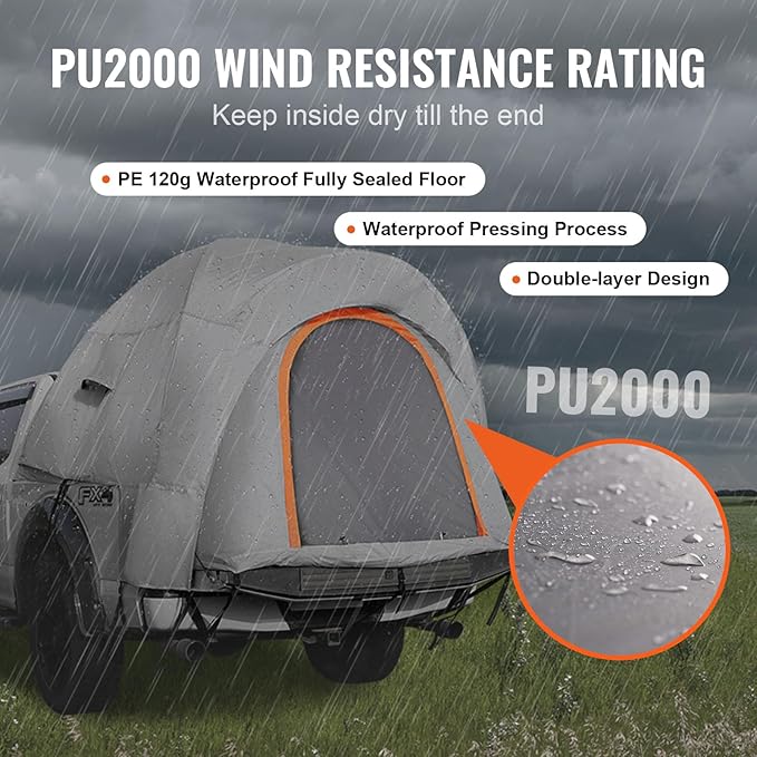 VEVOR SUV and Pickup Truck Camping Tents, Waterproof Double Layer Design with Carry Bag, Accommodates 2-9 Persons for Outdoor Activities