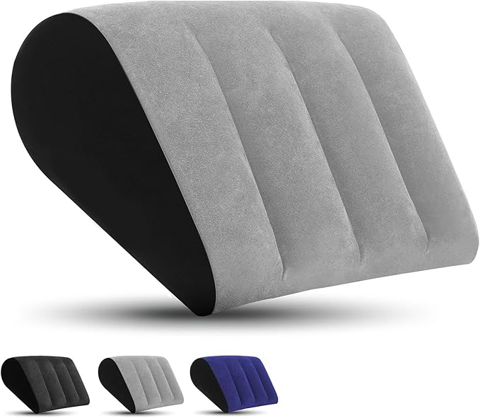 Portable Wedge Pillow Inflatable Cushion - Body Positioners Lightweight Wedge Pillow for Sleeping, Leg Elevation, Use in Bed, Travel, Camping, Fast Inflating Deflation (Grey)