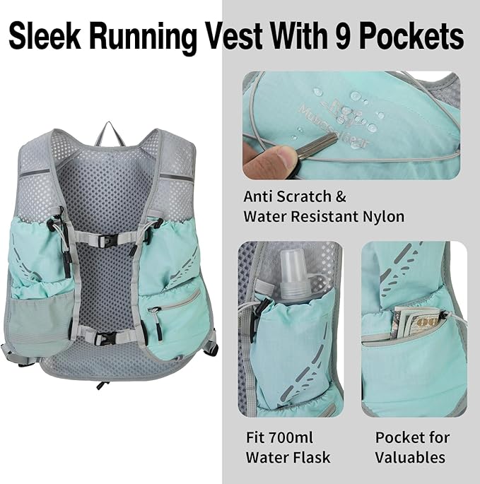 Lightweight Running Vest for Women and Men Hydration Backpack Pack with 1.5L Water Bladder Bag Running Gear Accessories for Hiking Trail Cycling Marathon