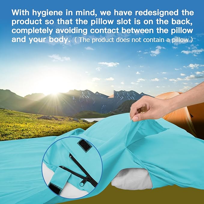 Sleeping Bag Liner, Sleep Sack Travel Sheets, Two-Way-Zipper Expose Feet Separately, Lightweight for Single, Backpacking,Hotels & Hostels, Camping, Travel, Business