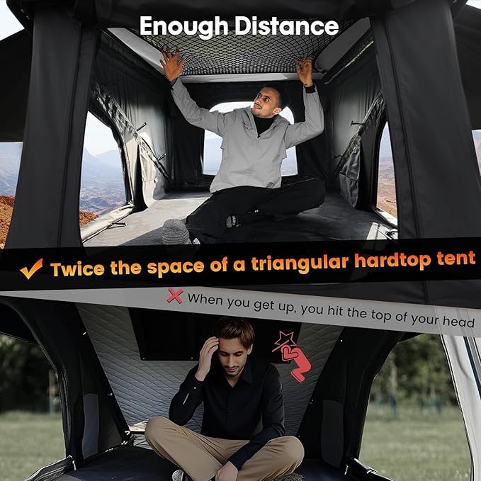 Rooftop Tent Hard Shell, Roof Top Tent Hardshell Suitable for Jeep SUV Truck Van, 3-4 Person