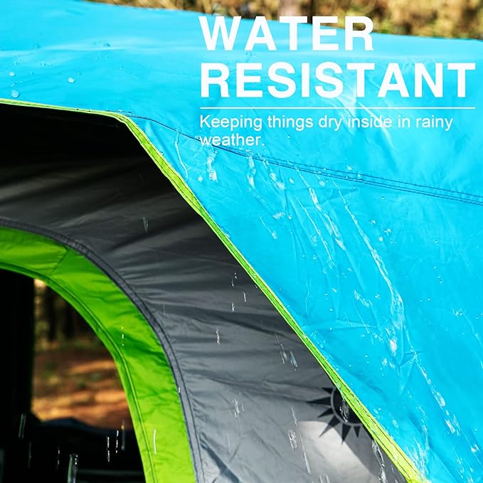 EVER ADVANCED 6 Person Camping Tent, Blackout Design Tent for Camping Instant Cabin Tents for Family with Rainfly, 60s Easy Setup, Water-Resistant
