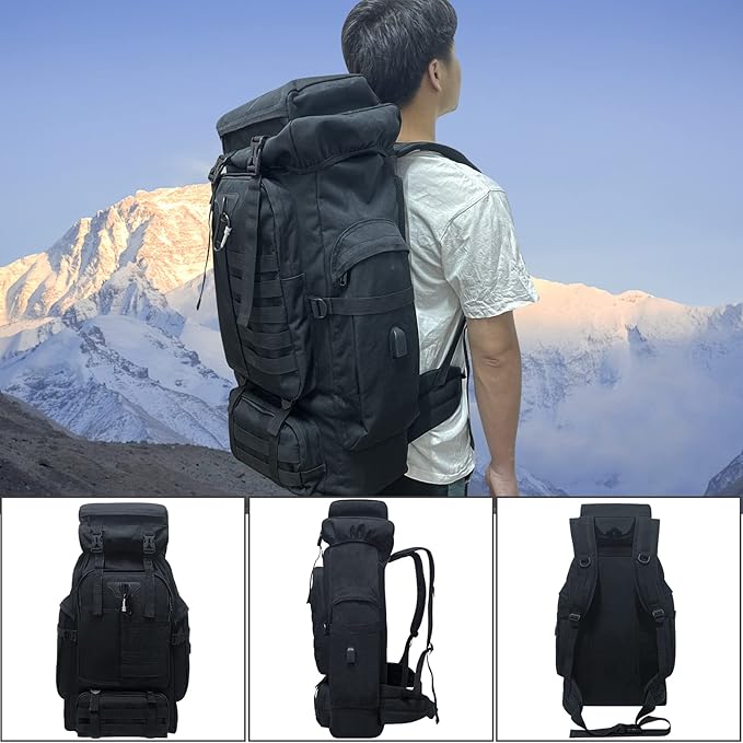 80L/100L Hiking Camping Backpack Outdoor Travel Climbing Rucksack Military Trekking Knapsack Molle 3 Days Assault Pack