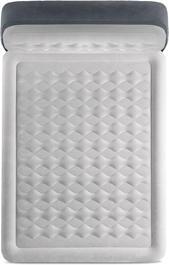 Intex Dura-Beam 18-Inch Deluxe Queen Sized Air Mattress Comforting Bed with Built-in Electric Pump and Ultra Plush Supportive Headboard (2 Pack)