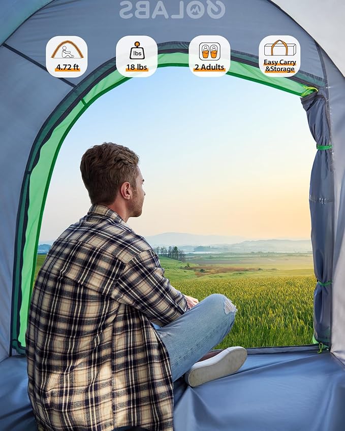 Golabs Truck Bed Tent for 5-6 Ft Bed, 8-Minute Easy Setup by Pre-Assembled Design, Waterproof PU2000mm, 2-Person Portable with Extra Rainfly Cover for Camping & Outdoor, Includes Storage Bag