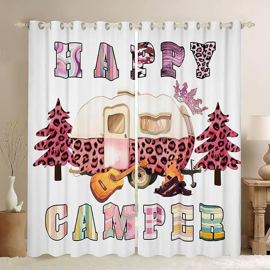 Erosebridal RV Camper Window Curtains 42" Wx63 L Leopard Print Blackout Curtains for Bedroom Living Room,Rustic Cheetah Animals Skin Window Treatments Outdoor Traveling Drapes Decor 2 Panels