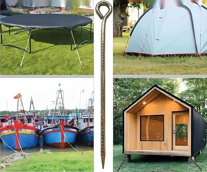 16 Inch Rebar Stakes ，Metal Stake Ground，Ground Anchor,Heavy DutyTent Stakes ，Baking Paint Metal Stakes ，Tent Stake,Ground Stakes ，0.5 Inch Diamete (16 Pack) ， Outdoor Travel