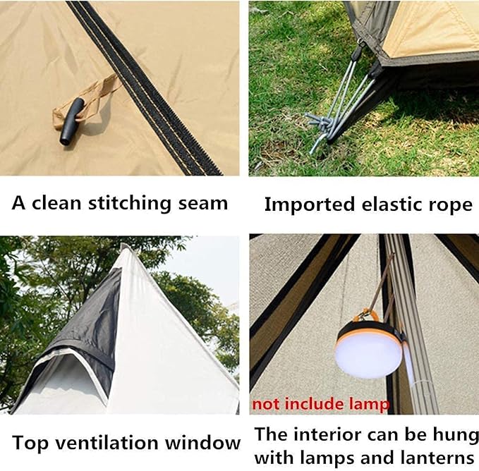 Camping Teepee Tent Yurt Tent with Screen 4 Season Double Layers Waterproof Anti-Windproof Tents for Outdoor Camping Hiking 3-4 Person