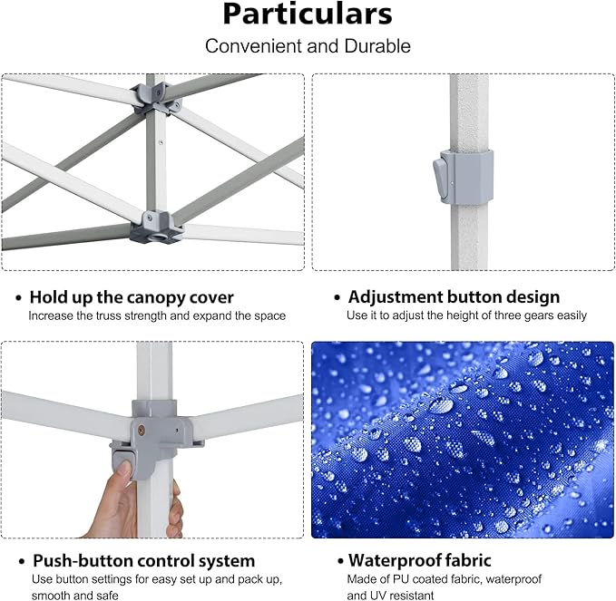 MASTERCANOPY 10x10 Premium Heavy Duty Pop Up Commercial Instant Canopy with Sidewalls(10x10 Blue)
