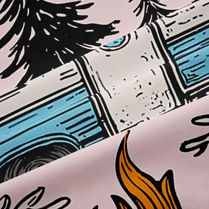 Feelyou Pink Camping Camper Rv Curtains for Bedroom Living Room Rustic Farmhouse Camper Blackout Darkening Drapes Happy Camping Window Treatments, 2 Panels 52 x 63 Inch Room Decor