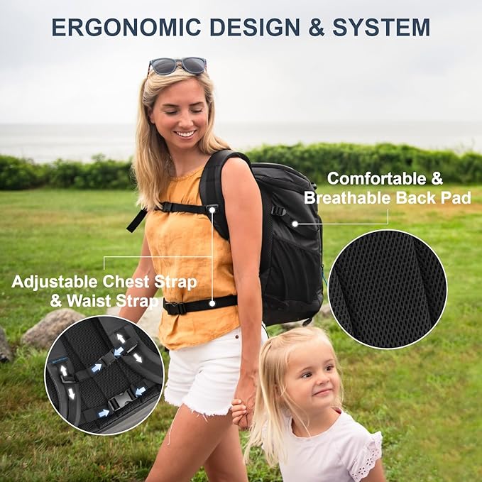 SPARTER Backpack Cooler Insulated Leak Proof 33/49 Cans, 2 Insulated Compartments Thermal Bag, Portable Lightweight Beach Travel Camping Lunch Backpack for Men and Women